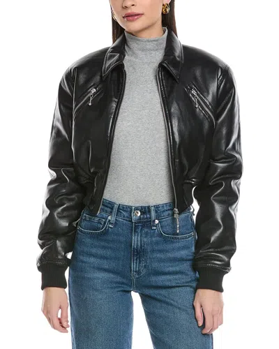 Nanushka Myrto Ribbed Cropped Jacket In Black
