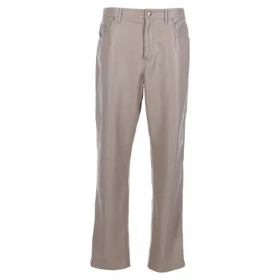 Pre-owned Nanushka Nanuska Semi-flared Leg Pants In Beige Polyester In Gray