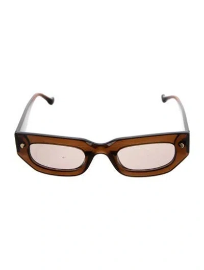 Pre-owned Nanushka Narrow Tinted Sunglasses In Brown