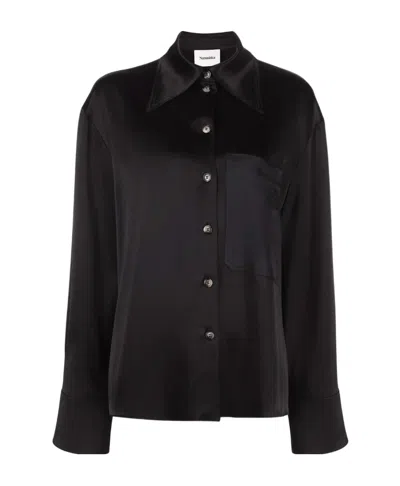 Nanushka Naum Slip Satin Shirt In Black