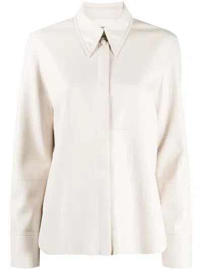 Nanushka Naum Vegan Leather Shirt In Neutrals