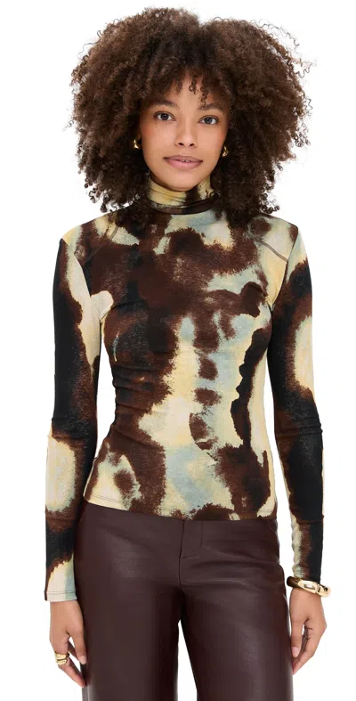 Nanushka Nayeli Top Watercolor Sage In Brown