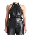 Nanushka Black Sybel Regenerated Leather & Vegan Leather Top In Black