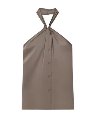 Nanushka Neline Draped Halterneck Top In Gray