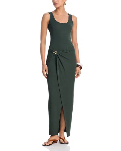 Nanushka Nenet Scoop-neck Ruched Maxi Dress In Green