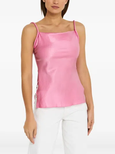 Nanushka Neza Satin Top In Pink