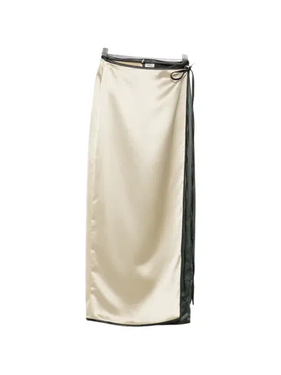 Nanushka Niamh Two-tone Wrap-design Maxi Skirt In White