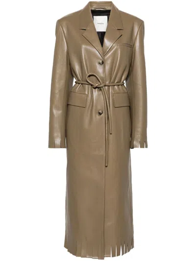 Nanushka Nikoline Single-breasted Coat In Muted Khaki