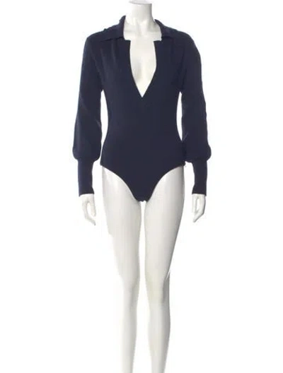 Pre-owned Nanushka Nylon V-neck Sweater In Blue