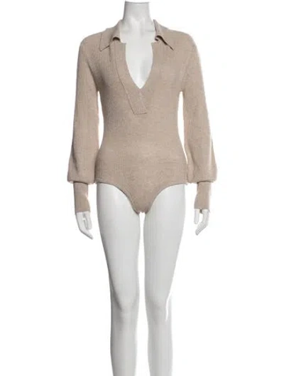 Pre-owned Nanushka Nylon V-neck Sweater In Neutrals