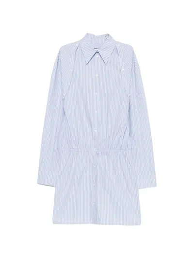 Nanushka Odran Striped Shirt Mini Dress In Blue