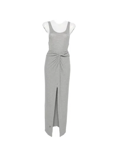 Nanushka Ofelia Twist-detail Maxi Tank Dress In Gray