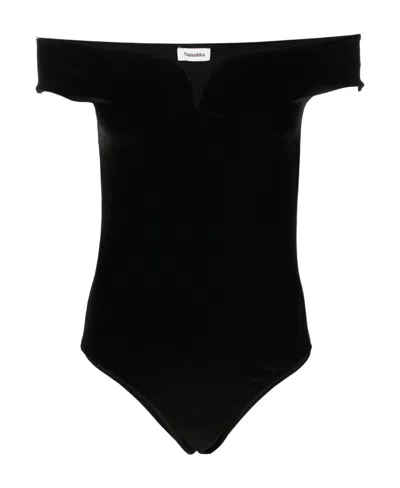 Nanushka Off-the-shoulder Bodysuit In Black