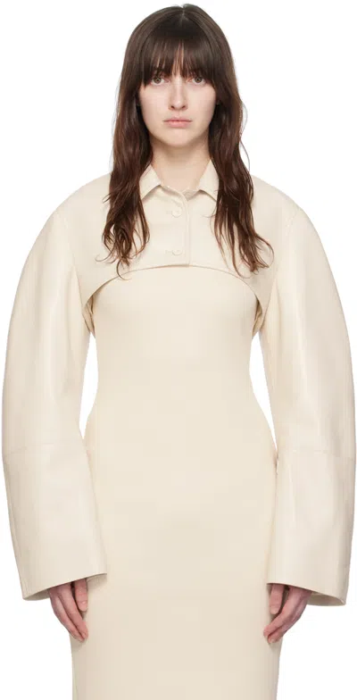 Nanushka Off-white Brisia Leather Jacket In Creme