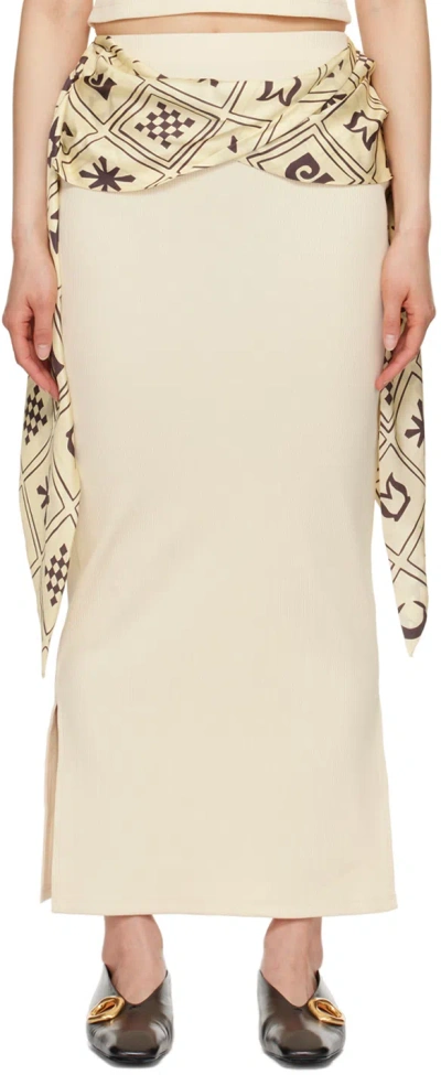 Nanushka Off-white Maltha Midi Skirt In Creme