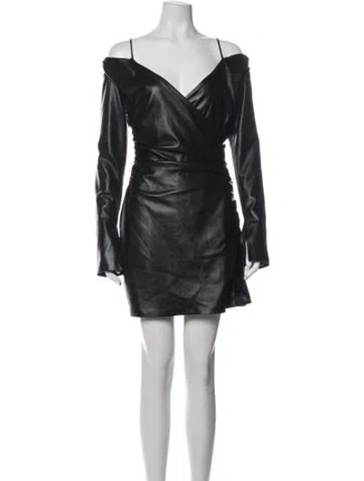 Pre-owned Nanushka Off-the-shoulder Mini Dress In Black