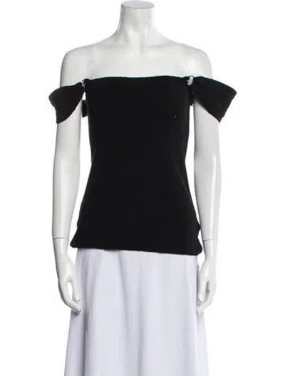 Pre-owned Nanushka Off-the-shoulder Short Sleeve Top In Black
