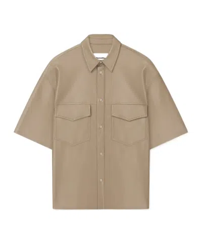 Nanushka Okobor Alt-leather Shirt In Nude