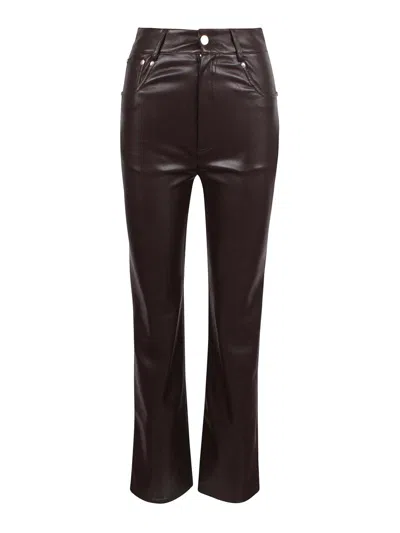 Nanushka Okobor Faux Leather Pants In Brown