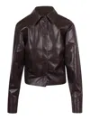 Nanushka Okobor Faux Leather Shirt Draped At The Hips In Brown
