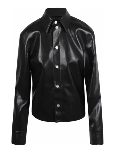 Nanushka Okobor Faux Leather Shirt-jacket In Black