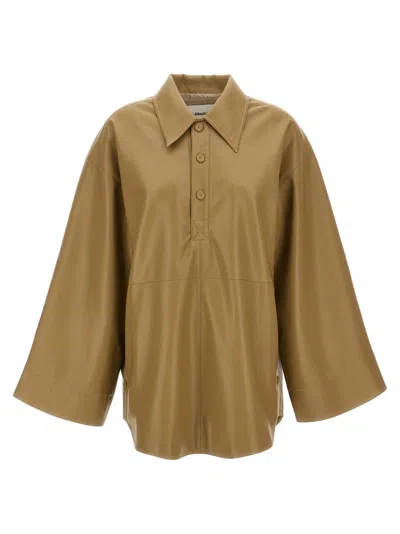 NANUSHKA OLIVE CLARICE LEATHER BLOUSE