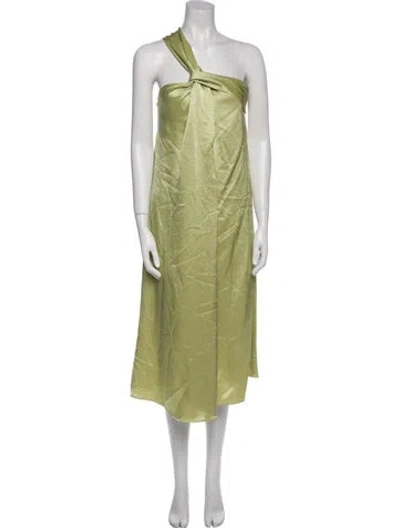 Pre-owned Nanushka One-shoulder Long Dress In Green
