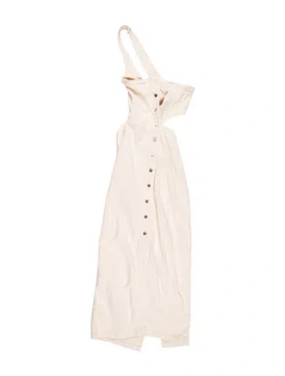 Pre-owned Nanushka One-shoulder Long Dress In Neutral