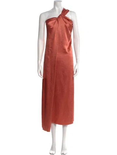 Pre-owned Nanushka One-shoulder Long Dress In Orange