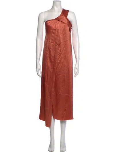 Pre-owned Nanushka One-shoulder Long Dress In Orange
