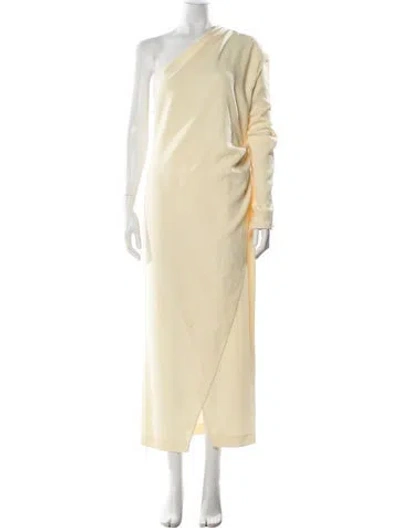 Pre-owned Nanushka One-shoulder Long Dress In Yellow