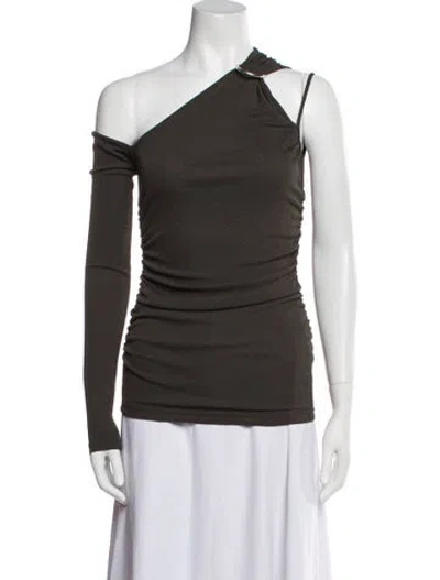 Pre-owned Nanushka One-shoulder Long Sleeve Top In Brown