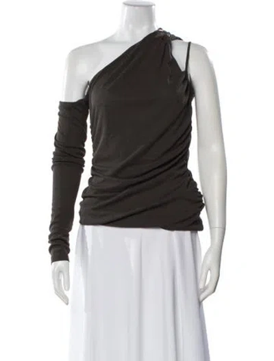 Pre-owned Nanushka One-shoulder Long Sleeve Top In Neutral