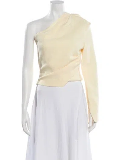 Pre-owned Nanushka One-shoulder Long Sleeve Top In White