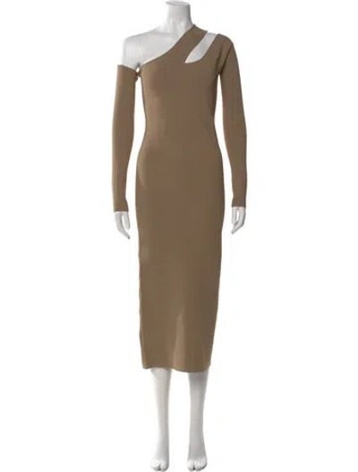 Pre-owned Nanushka One-shoulder Midi Length Dress In Neutral