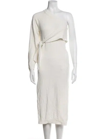 Pre-owned Nanushka One-shoulder Midi Length Dress In Neutral