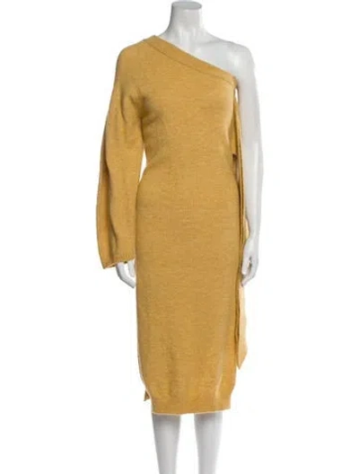 Pre-owned Nanushka One-shoulder Midi Length Dress W/ Tags In Yellow