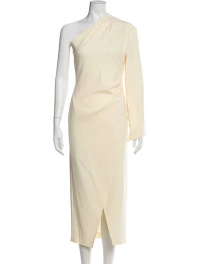 Pre-owned Nanushka One-shoulder Midi Length Dress In Yellow