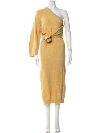 Pre-owned Nanushka One-shoulder Midi Length Dress In Yellow