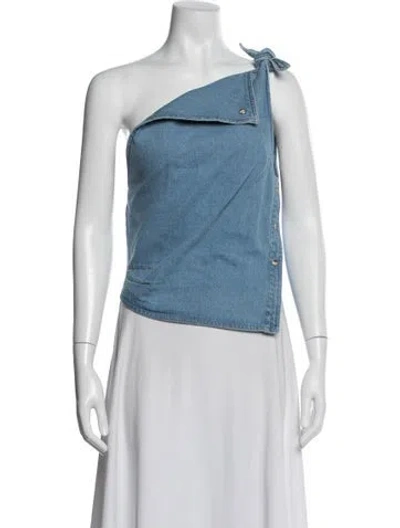Pre-owned Nanushka One-shoulder Sleeveless Top In Blue