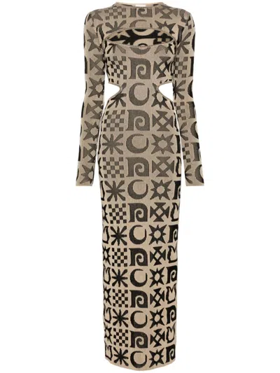 Nanushka Onika Jacquard Midi Dress In Neutrals