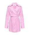 Nanushka ‘esma' V-neck Bell Sleeve Open Back Mini Wrap Dress In Pink