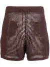 Nanushka Open-knit Drawstring Shorts In Brown