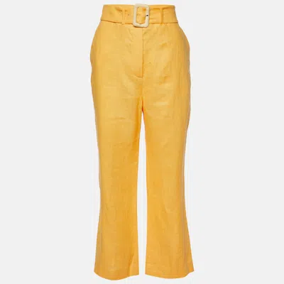 Pre-owned Nanushka Orange Linen Wide Leg Trousers M