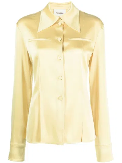 Nanushka Hemd Mit Oversized-kragen In Yellow
