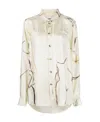 Nanushka Oversize Printed Silk Shirt In White