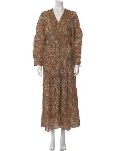 Pre-owned Nanushka Paisley Print Long Dress In Brown