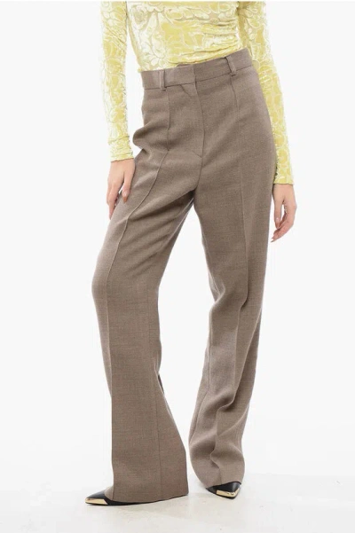 Nanushka Carillo High-waist Slim-fit Wool Trousers In Brown