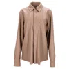 Nanushka Patch-pocket Faux Leather Shirt In Beige Polyester In Brown