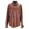 Nanushka Patch-pocket Faux Leather Shirt In Brown Polyester In Brown